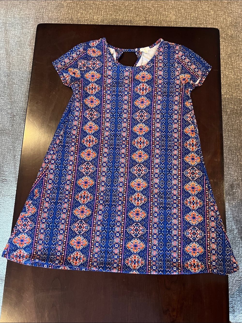 Charming Charlie’s Blue Printed Short Sleeve Dress